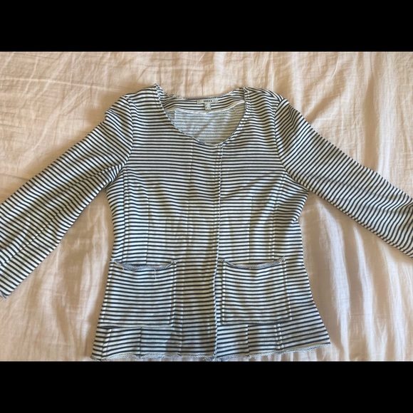 Navy & White striped knit jacket - Picture 2 of 3